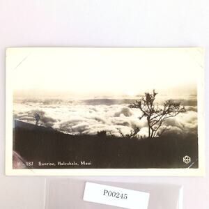 Vintage Sunrise Haleakala Maui Hawaii Postcard Real Photo Undivided 1930s RPCC